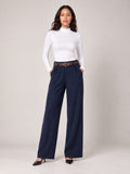 High Waisted Wide-Leg Corduroy Trousers - Navy