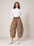 Geometric Print Trousers - Chocolate