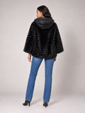Textured Hooded Jacket with Bell Sleeves - Black (2)