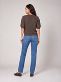 Diamond Knit Puff Sleeve Sweater - Chocolate (2)