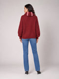 Soft Button-Front Cardigan and scarf - Wine (2)