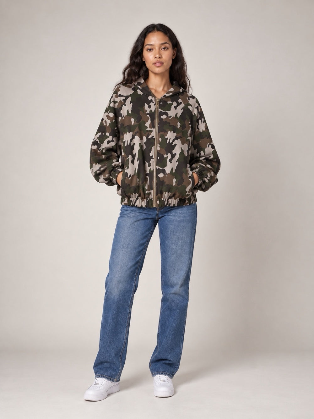 Camouflage Print Bomber Jacket - Camouflage