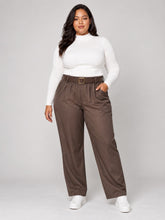 High-Waist Belted Wide-Leg Trousers - Chocolate