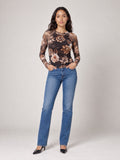 Floral Print Mesh Top - Chocolate Floral