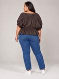 Gathered Blouson Top - Chocolate (2)