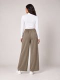 Wide-Leg Drawstring Trousers - Mocha (2)