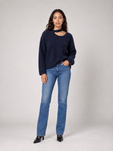 Fluffy Cut-Out Knit Jumper - Navy