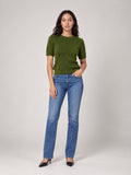 Diamond Knit Puff Sleeve Sweater - Avocado