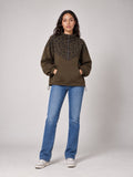 Leopard Print Quarter Zip Hoodie - Chocolate