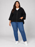 Short Sleeve Zip Hoodie - Black