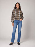 Checked Funnel Neck jacket - Chocolate Check