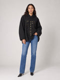 Textured Hooded Jumper with Embellished Cut-Outs - Black