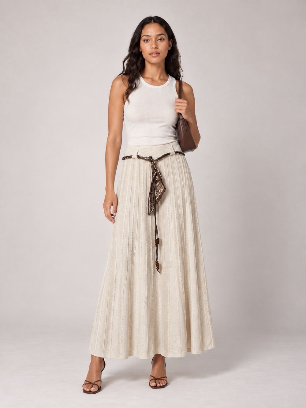 Pleated Maxi Skirt - Cream