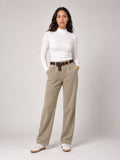 High Waisted Wide-Leg Corduroy Trousers - Stone