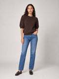 Diamond Knit Puff Sleeve Sweater - Chocolate
