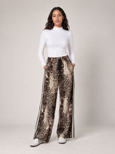 Animal Print Palazzo Trousers with Side Stripes - Mixed Animal Print