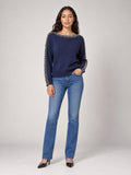Embellished Boat Neck Jumper - Navy