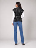 Sleeveless Tie Waist Vest - Black (2)