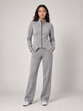 Sculpted Peplum Tracksuit Set - Grey