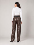 Faux Leather Wide-Leg Trousers - Chocolate (2)