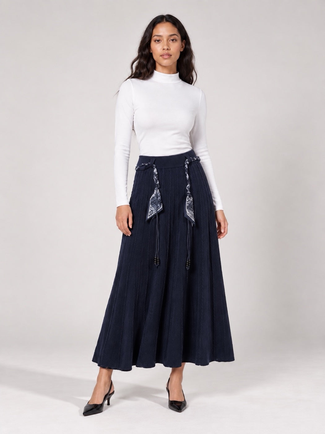 Pleated Maxi Skirt - Midnight