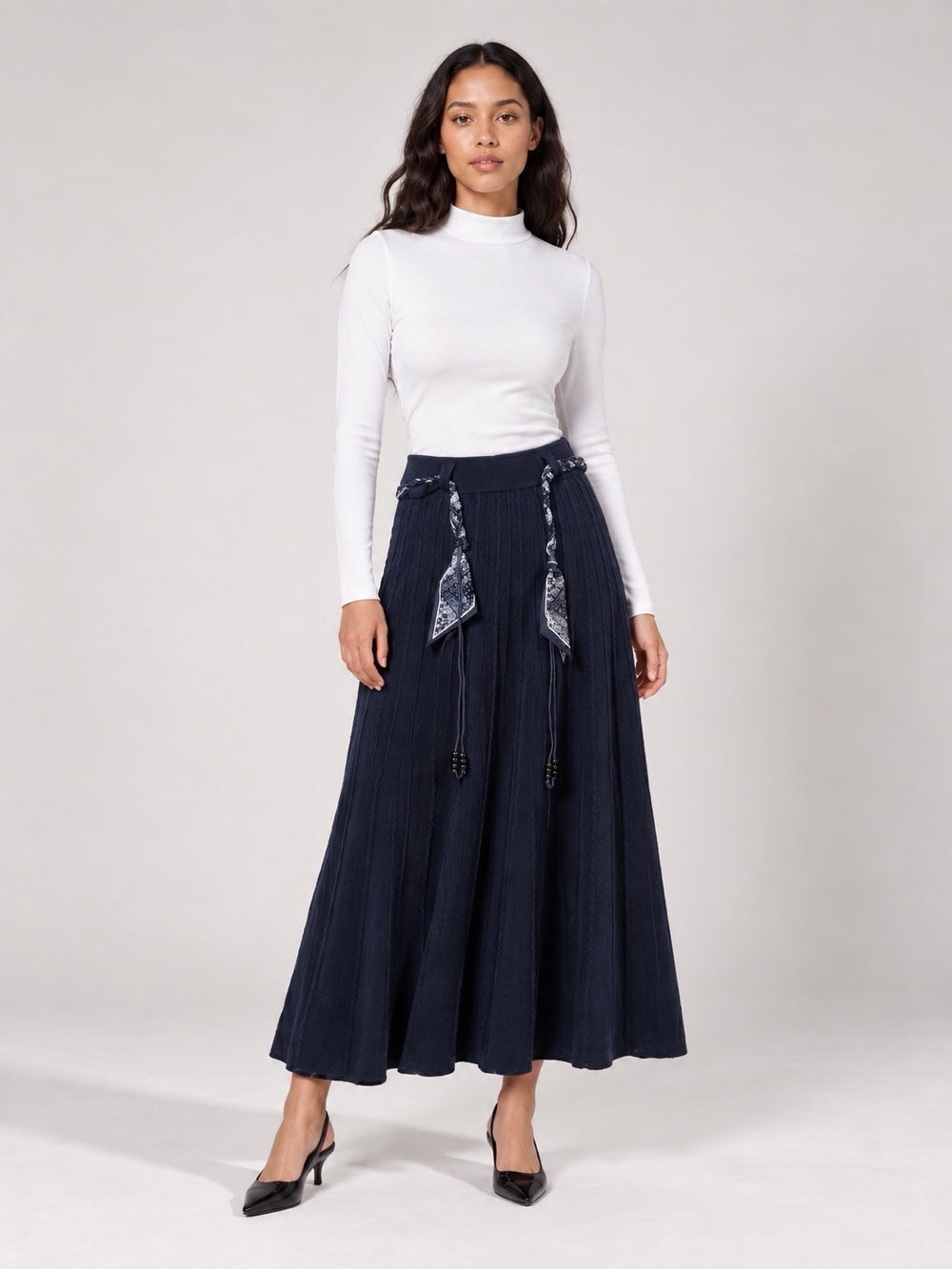 Pleated Maxi Skirt - Midnight