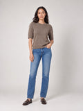 Textured Knit Short Sleeve Jumper - Mocha