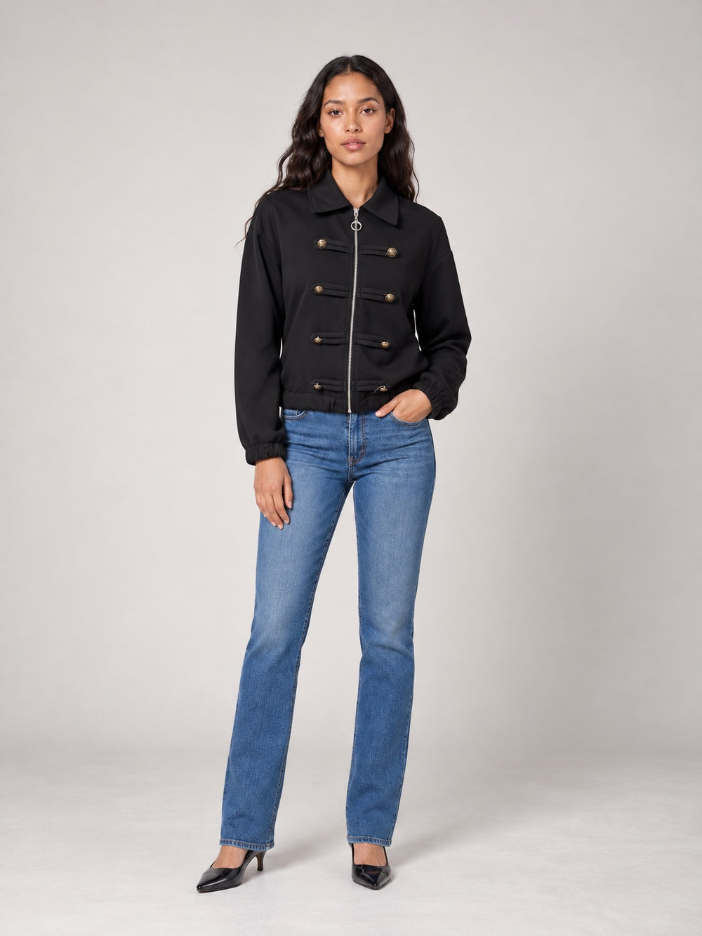 Tailored Cropped Jacket - Black