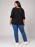 Textured V-Neck Jumper - Black (2)