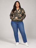 Camouflage Print Bomber Jacket - Green Camouflage