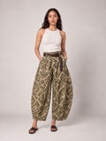 Geometric Print Trousers - Olive