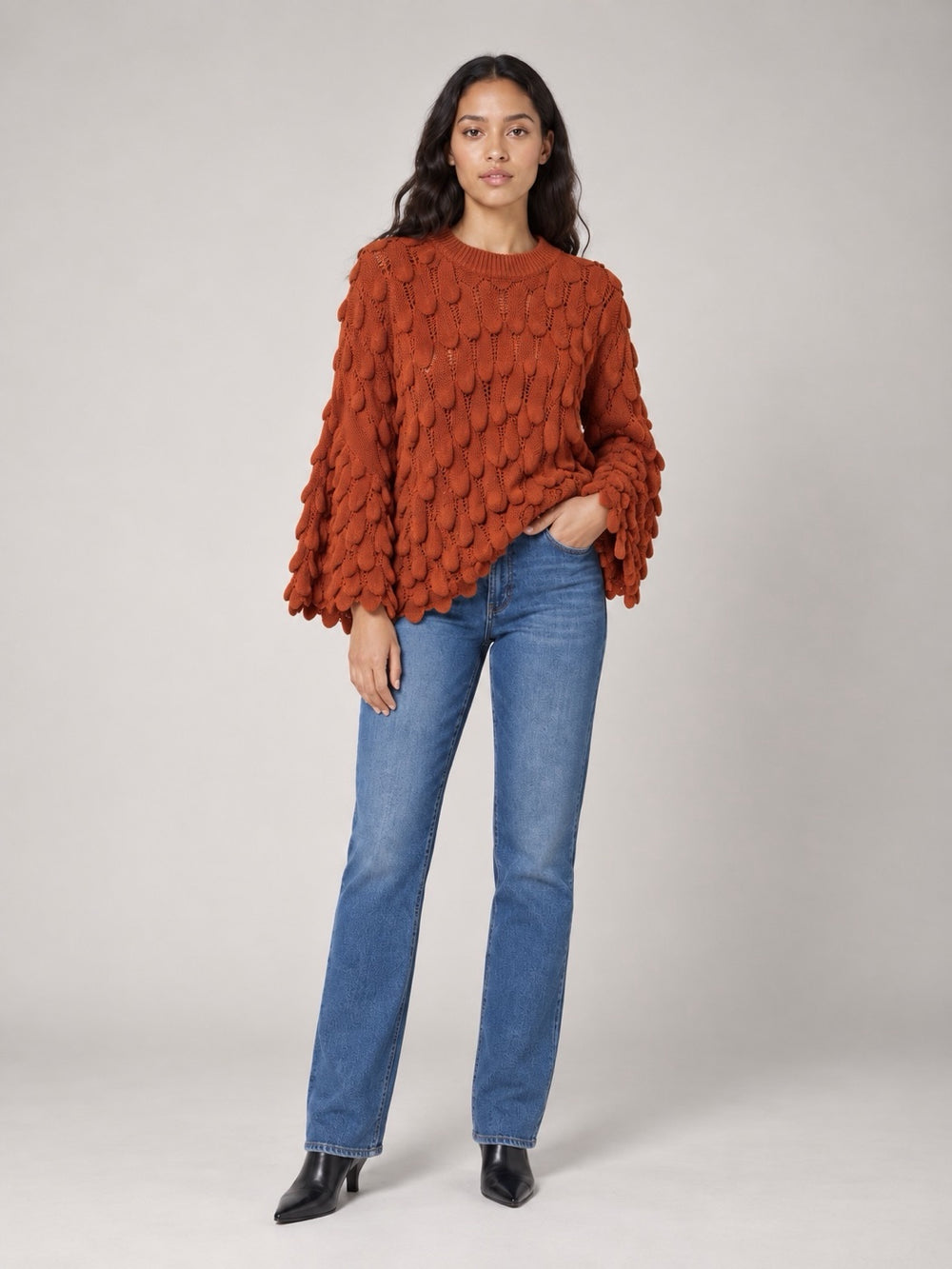 Textured Knit Jumper - Rust