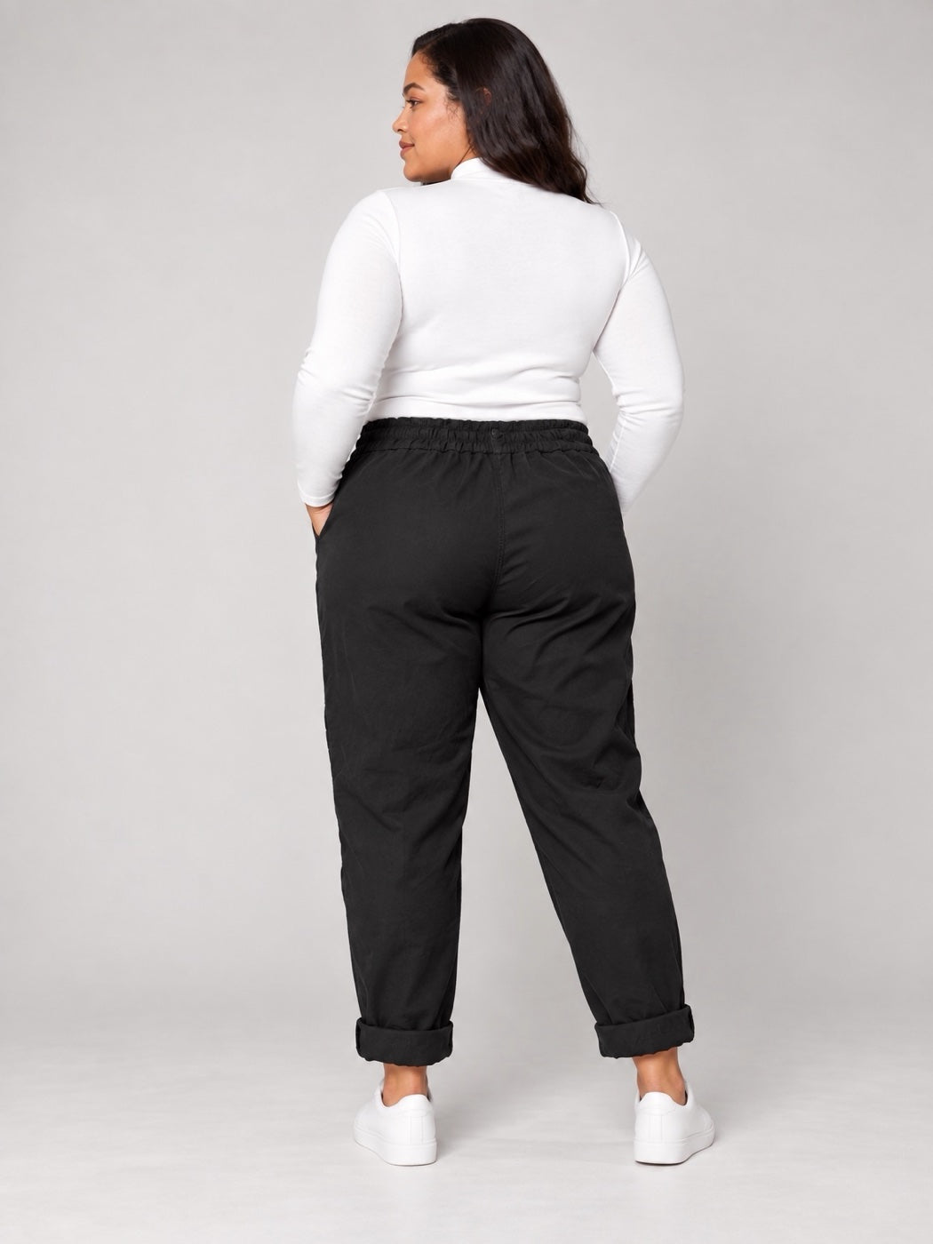 Button Detail Cargo Trousers - Black (2)