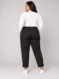 Button Detail Cargo Trousers - Black (2)
