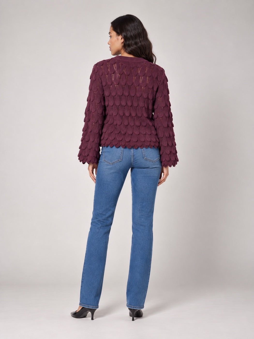 Textured Knit Jumper - Blackcurrant (2)