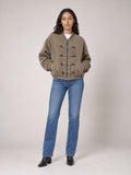 Corduroy Bomber Jacket with Statement Buttons - Latte