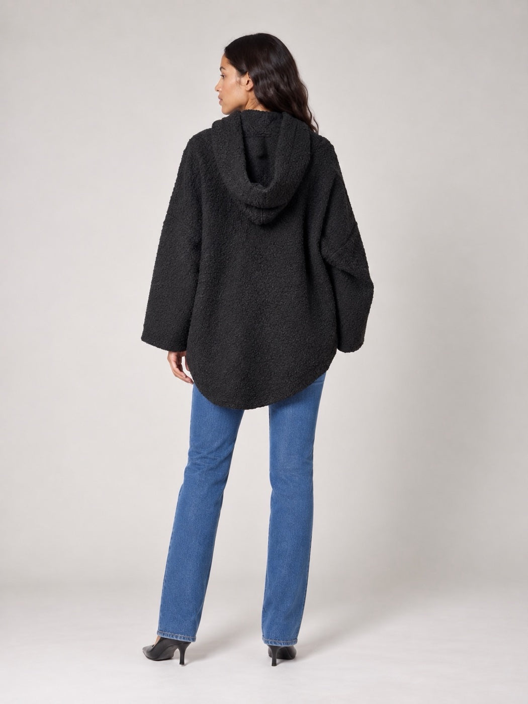 Textured Hooded Jumper with Embellished Cut-Outs - Black (2)