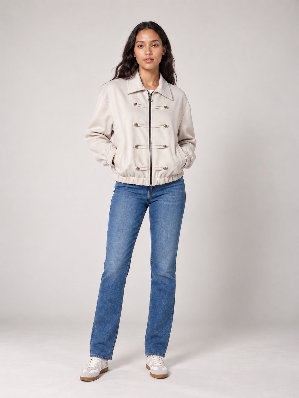 Tailored Cropped Jacket - Ecru