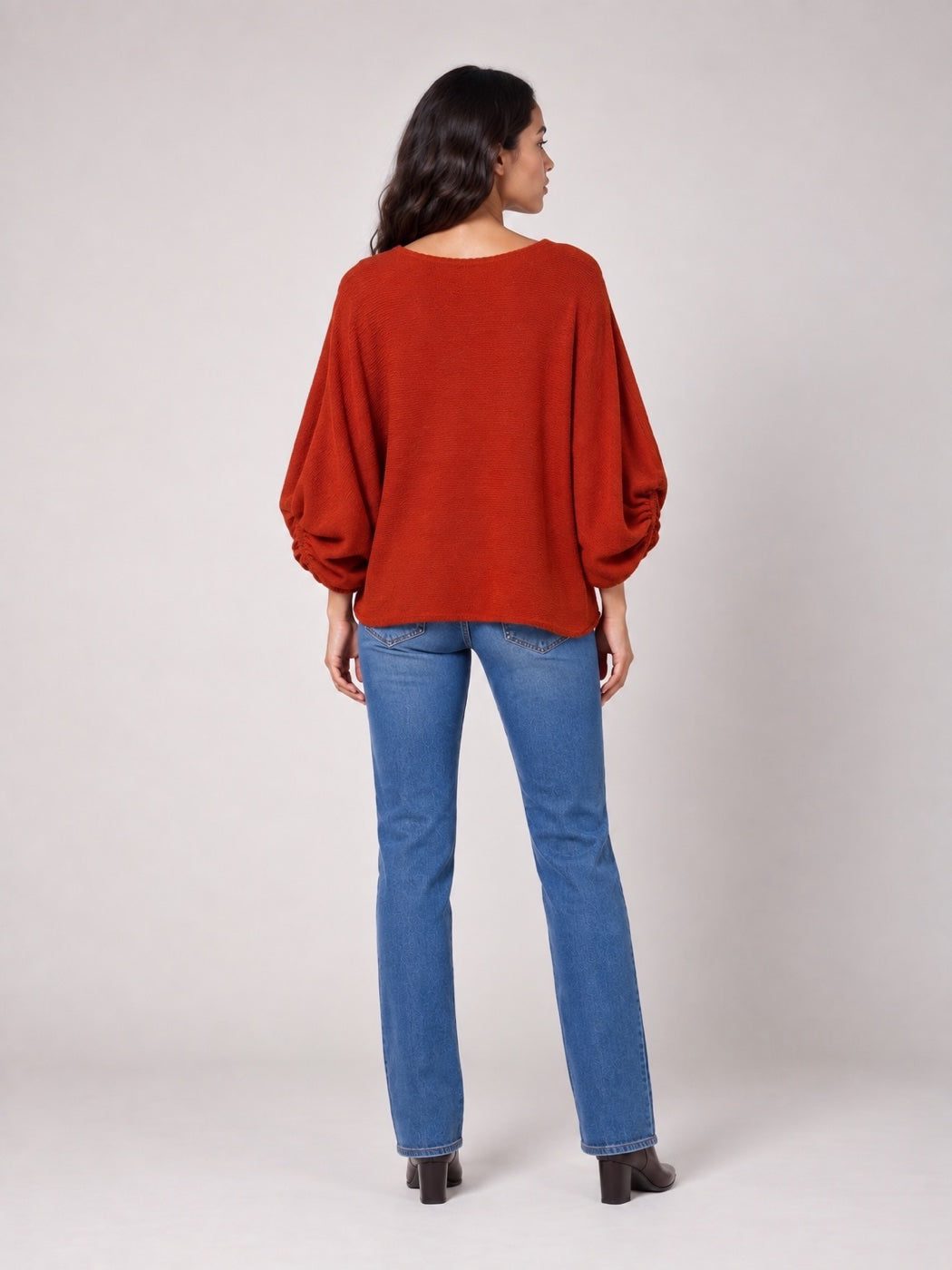 Balloon Sleeve soft knit Sweater - Rust (2)