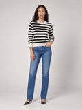 Striped Crew Neck Jumper - Cream/black