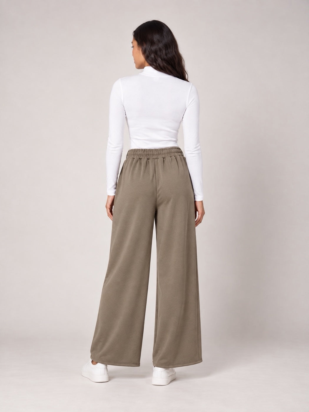 Wide-Leg Drawstring Trousers - Mocha (2)