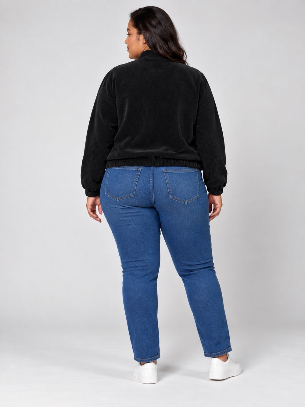 Corduroy Bomber Jacket with Statement Buttons - Black (2)