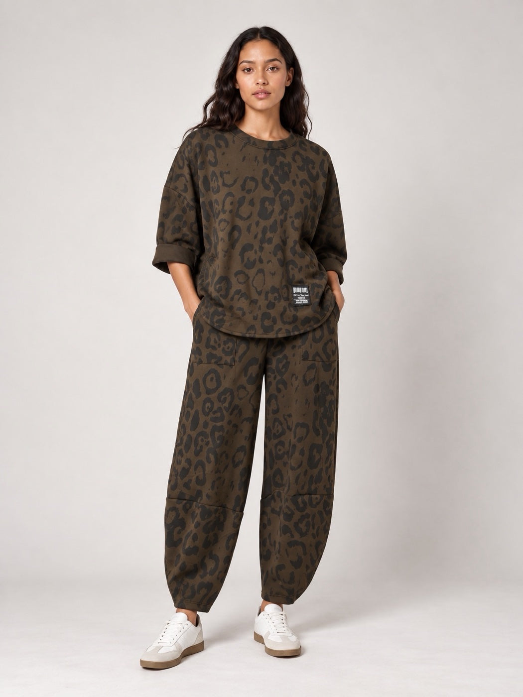 Leopard Print Relaxed Fit Matching Set - Chocolate