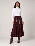 Pleated Maxi Skirt - Wine