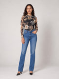 Floral Print Mesh Top - Black Floral