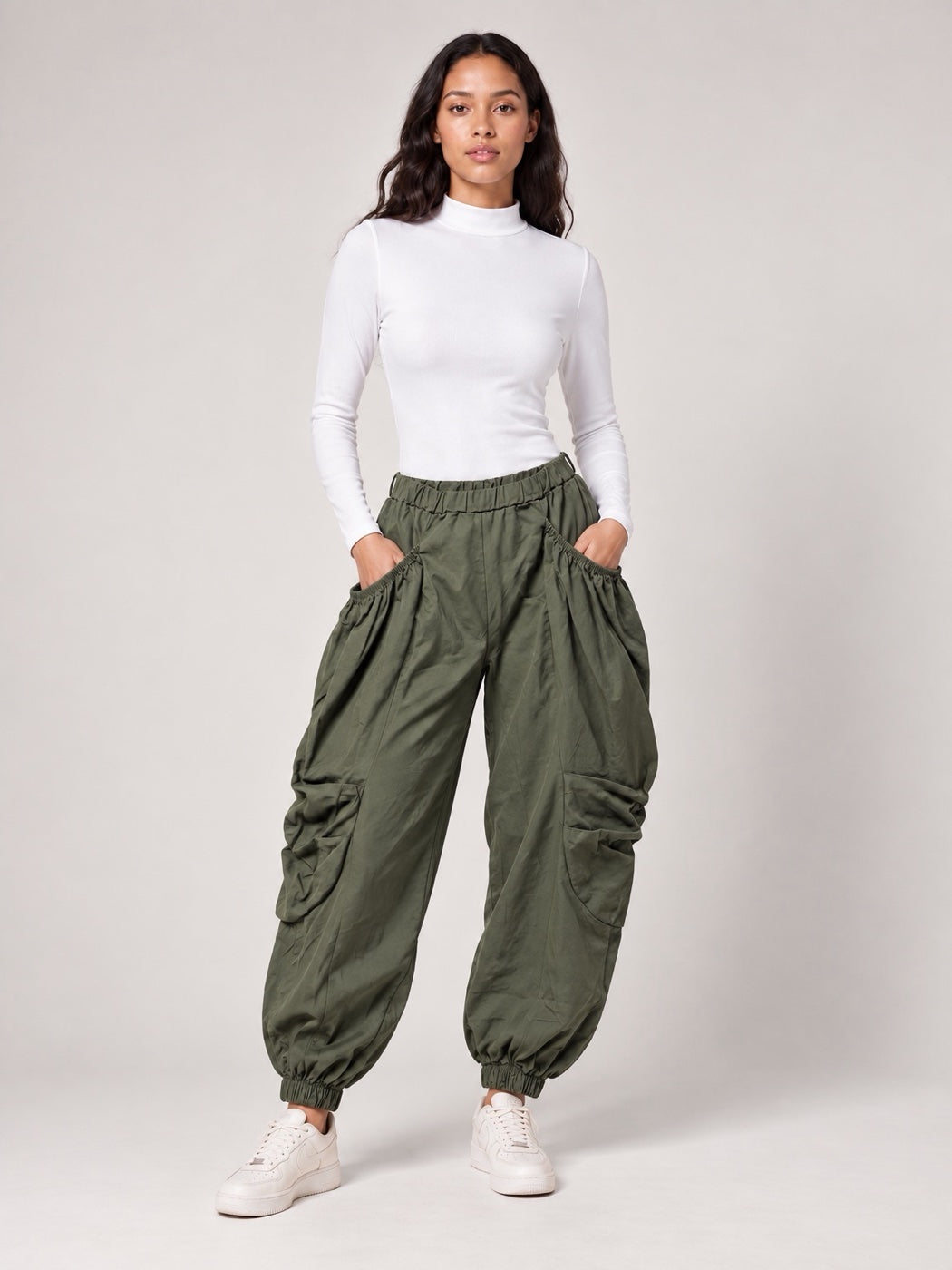 Balloon Pocket Trousers - Khaki