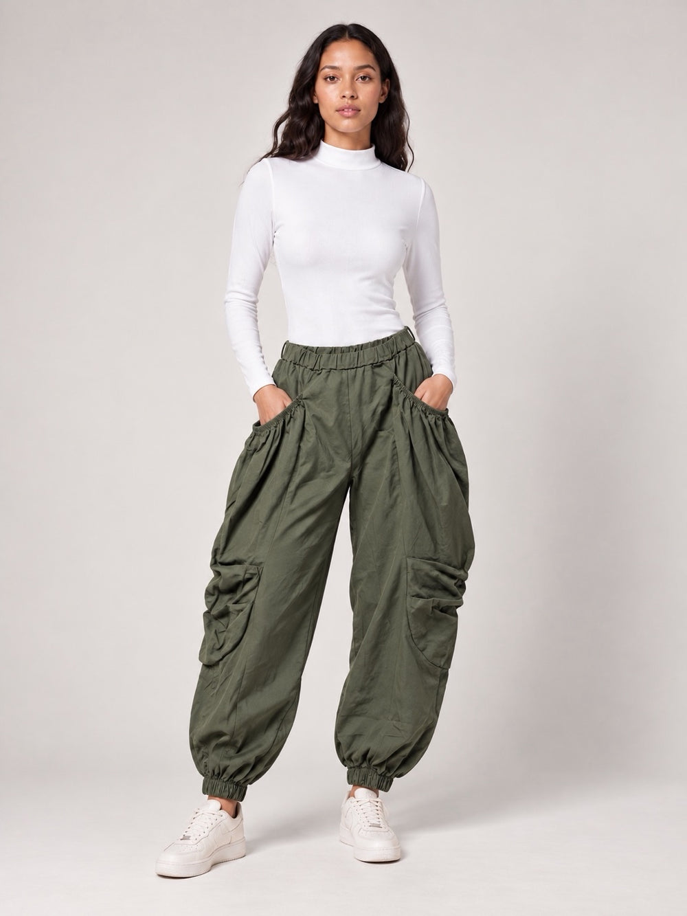 Balloon Pocket Trousers - Khaki