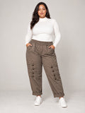 Button Detail Cargo Trousers - Mocha