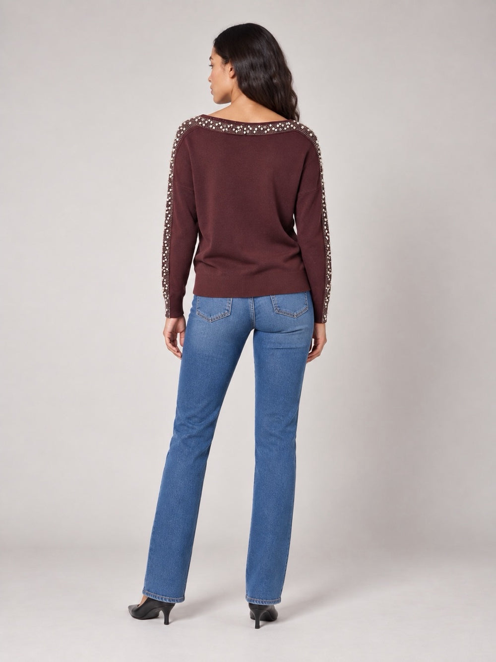 Embellished Boat Neck Jumper - Blackcurrant (2)