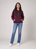 Leopard Print Quarter Zip Hoodie - Wine